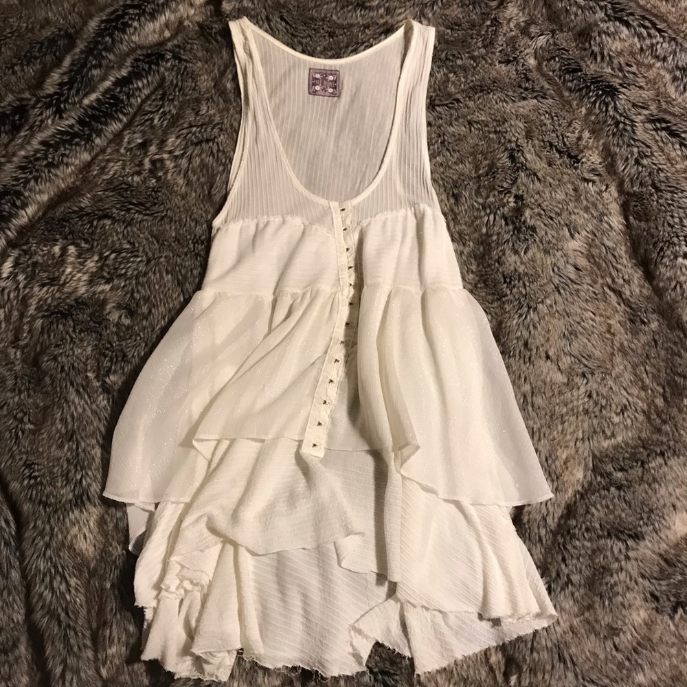 Sheer Cream Flowy Shimmery Tank